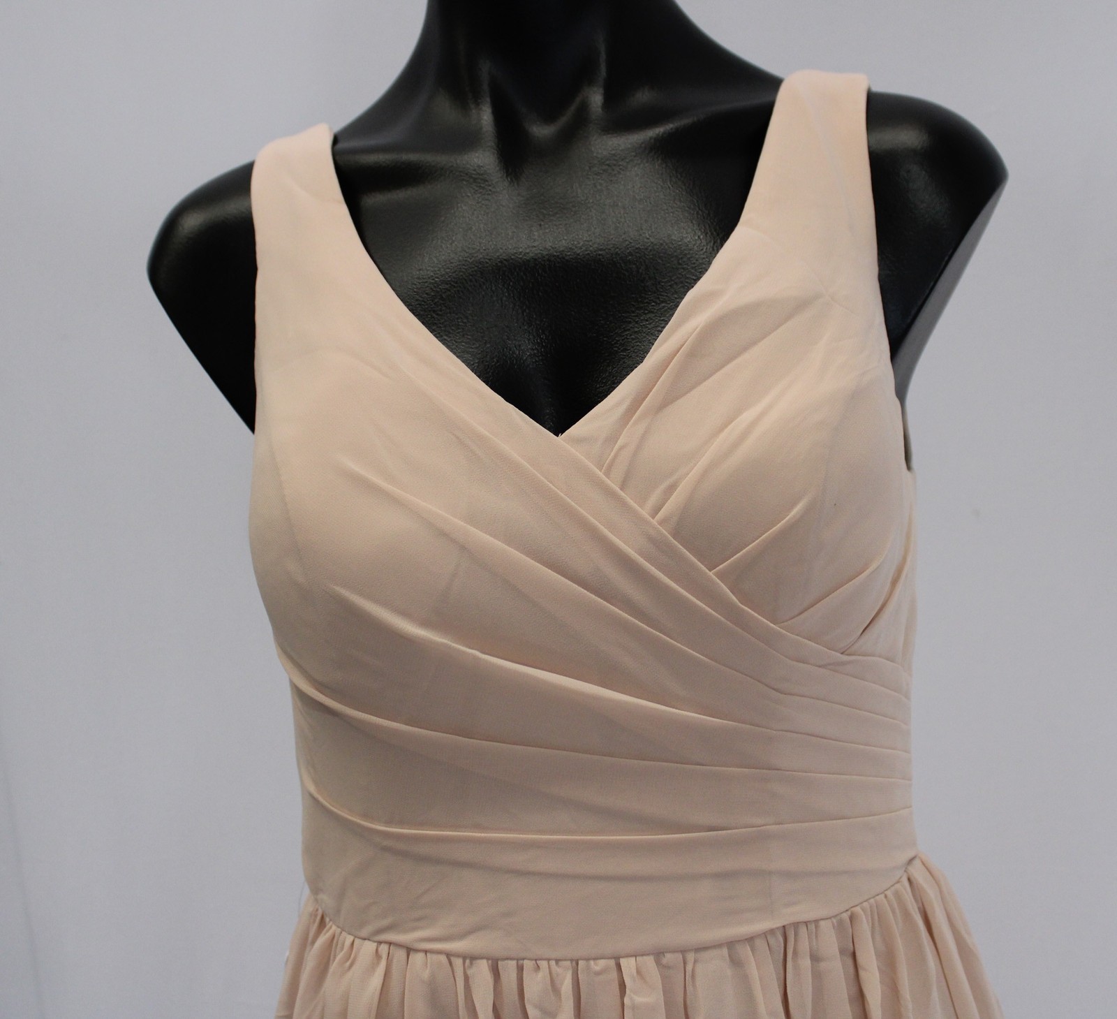 Azazie Women’s Keyla A-Line V-Neck Pleated Chiffon Dress AP2 English Rose Size:6