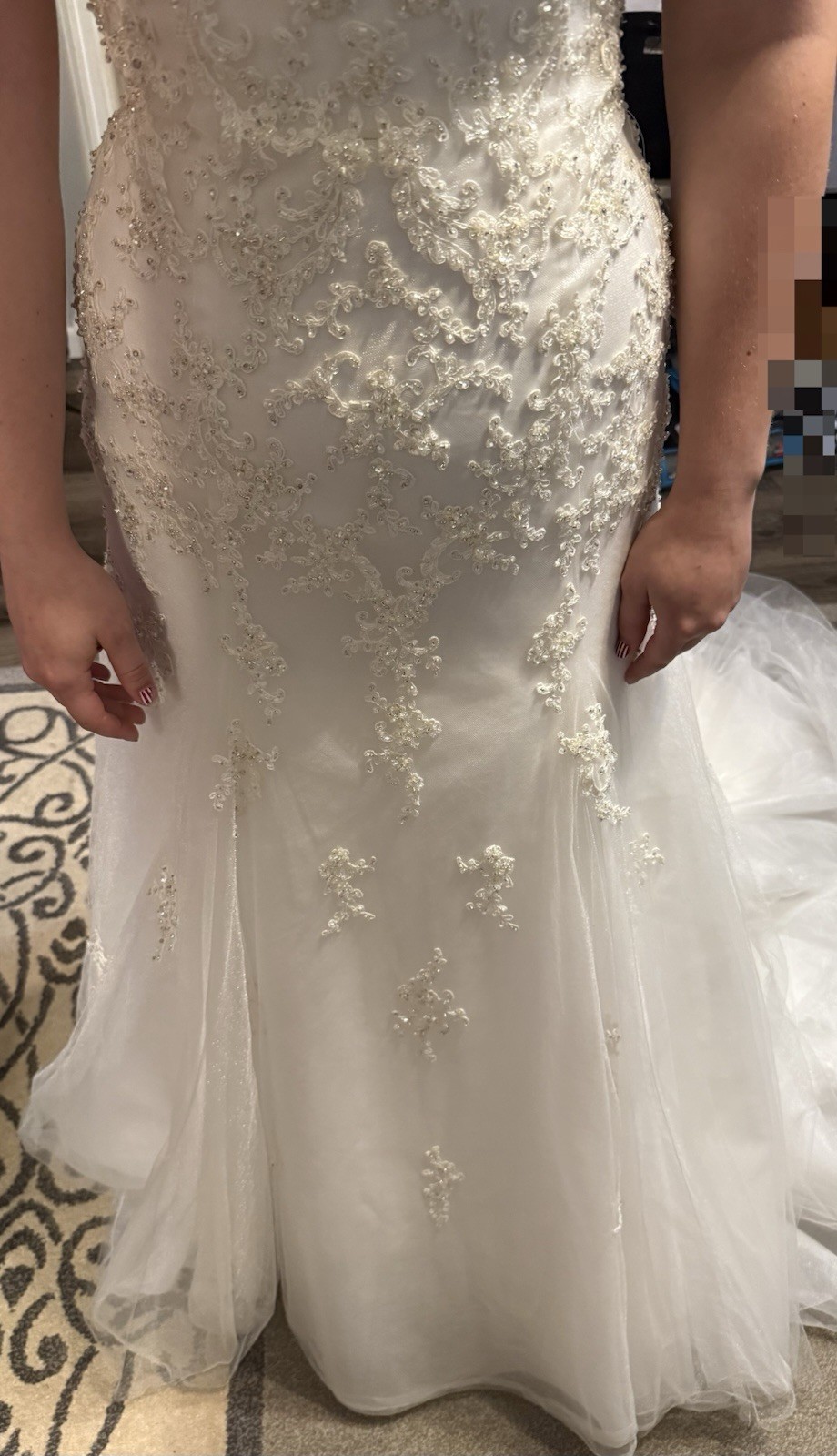 Anjolique Ivory Sweetheart Sleeveless Mermaid Wedding Dress Size 10 Train