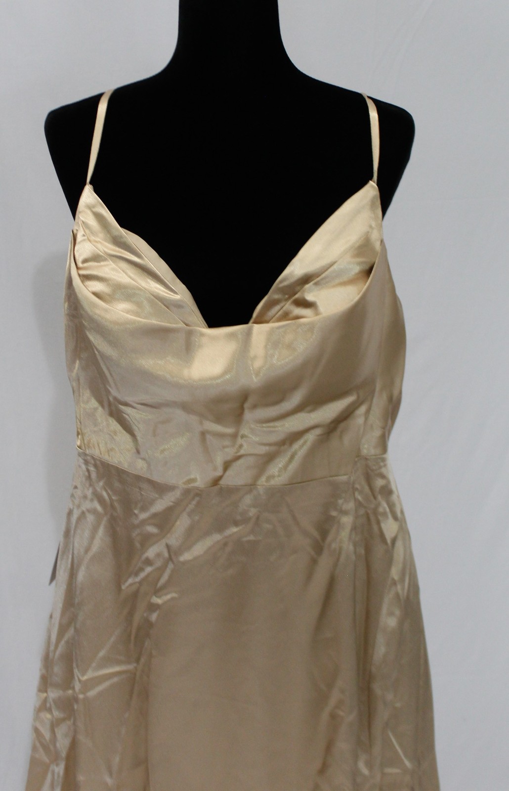 Azazie Women’s Sarella A-Line Pleated Stretch Satin Dress AP2 Champagne Size:A16