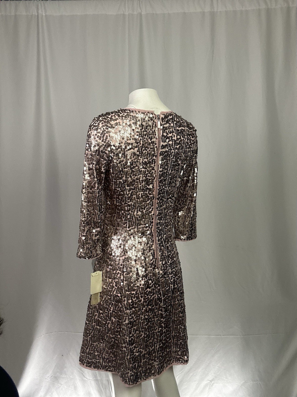 Eliza J Dress Pink Sequine Cocktail V-Neck 3/4 Sleeve Sparkly Birthday Mini 8