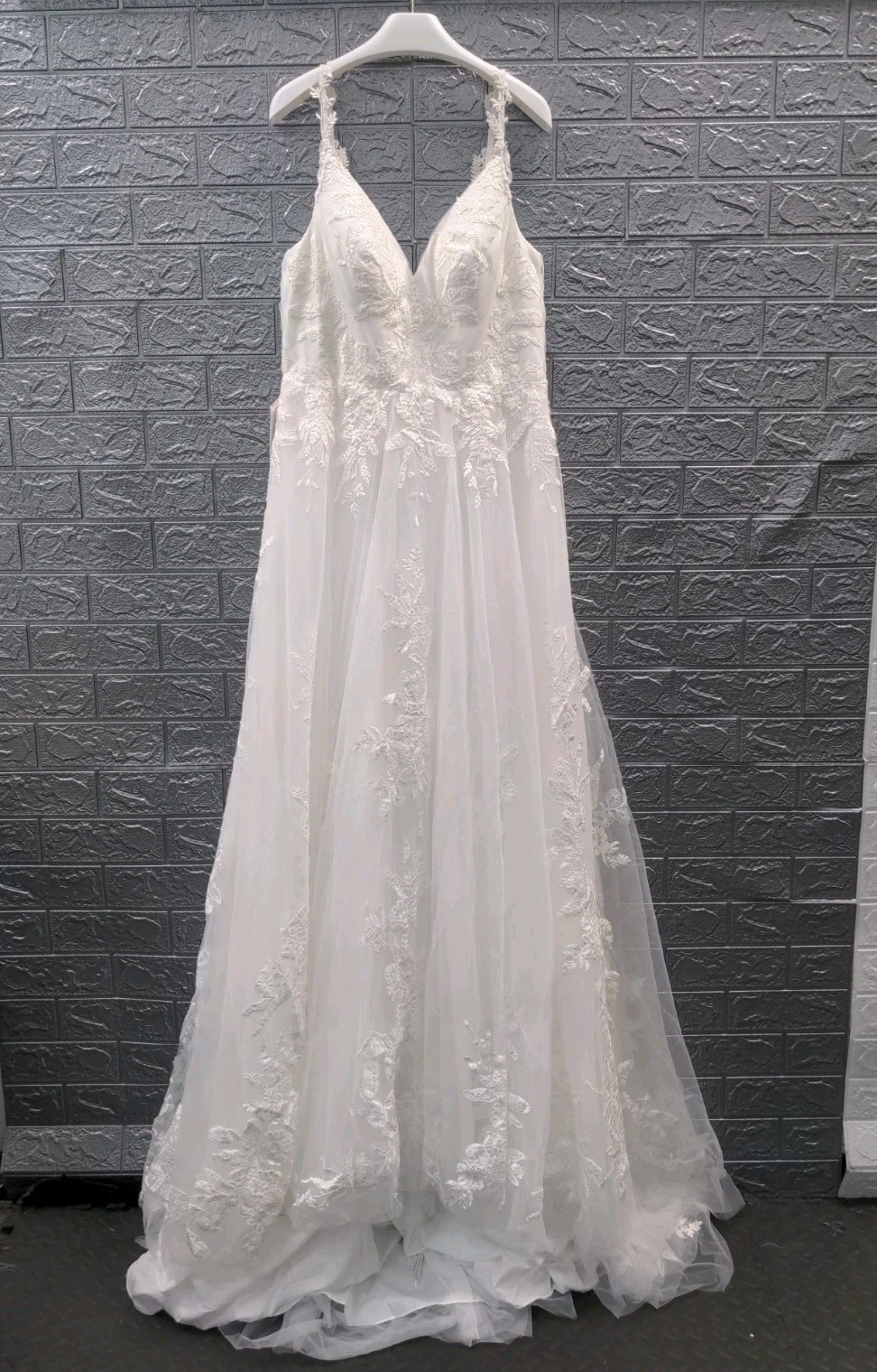 New Azazie Bridal Delania Diamond White Champagne Sequins Tulle Dress Size 10