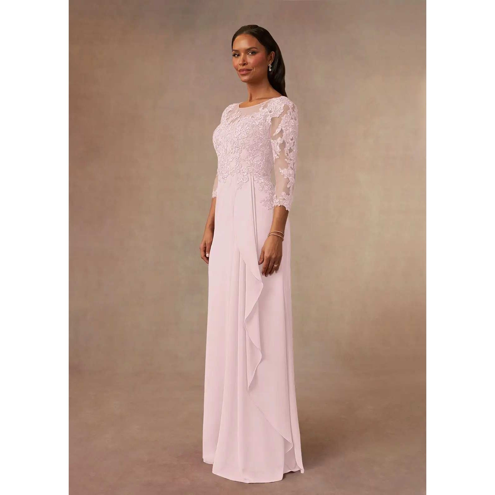 Azazie Calanthe Women’s Formal Dress Blushing Pink A-Line Scoop Chiffon Dress 2