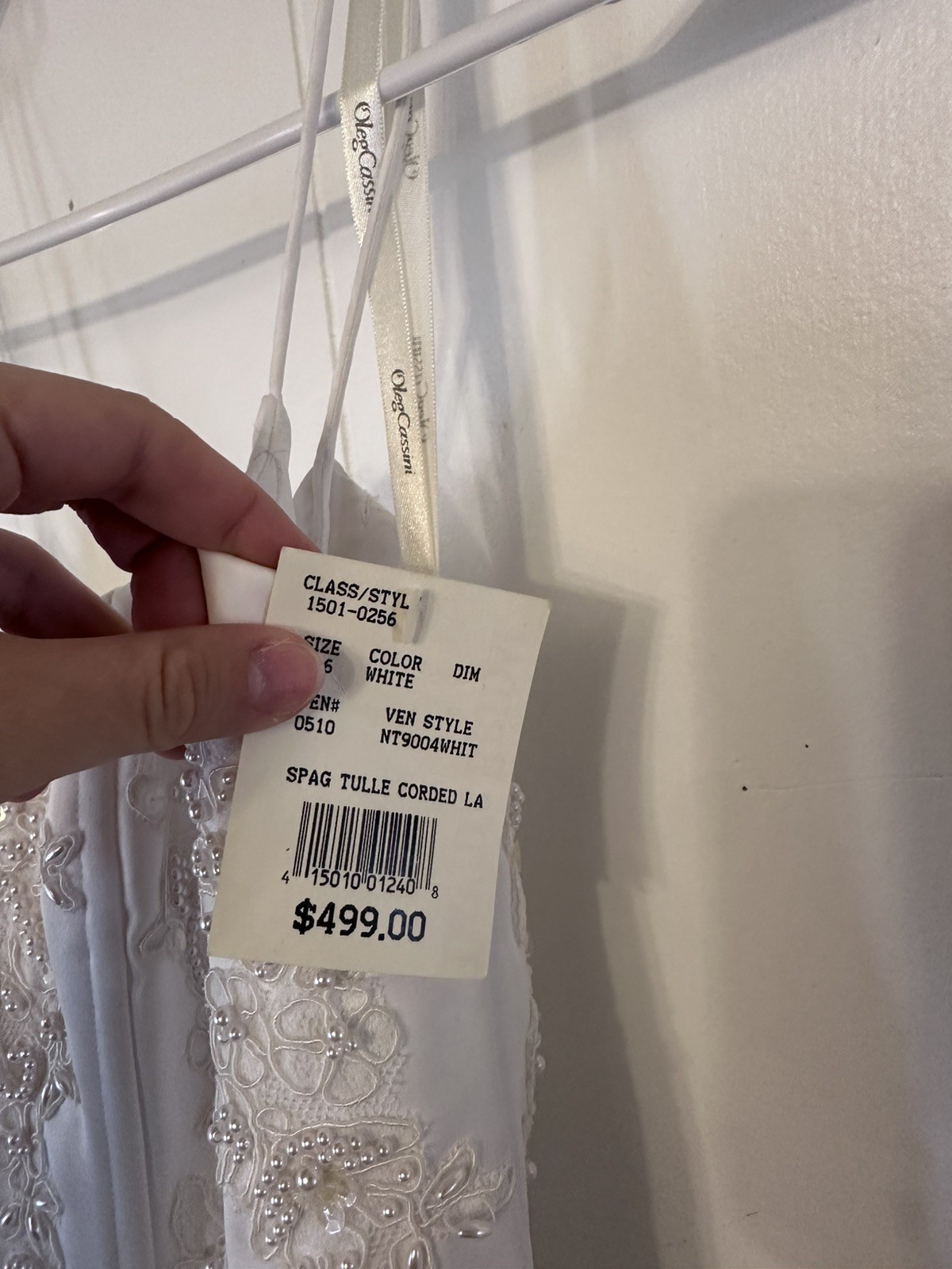 WEDDING DRESS Gown NEW Oleg Cassini White beads Tulle Davids Bridal SZ 6 Bag NWT