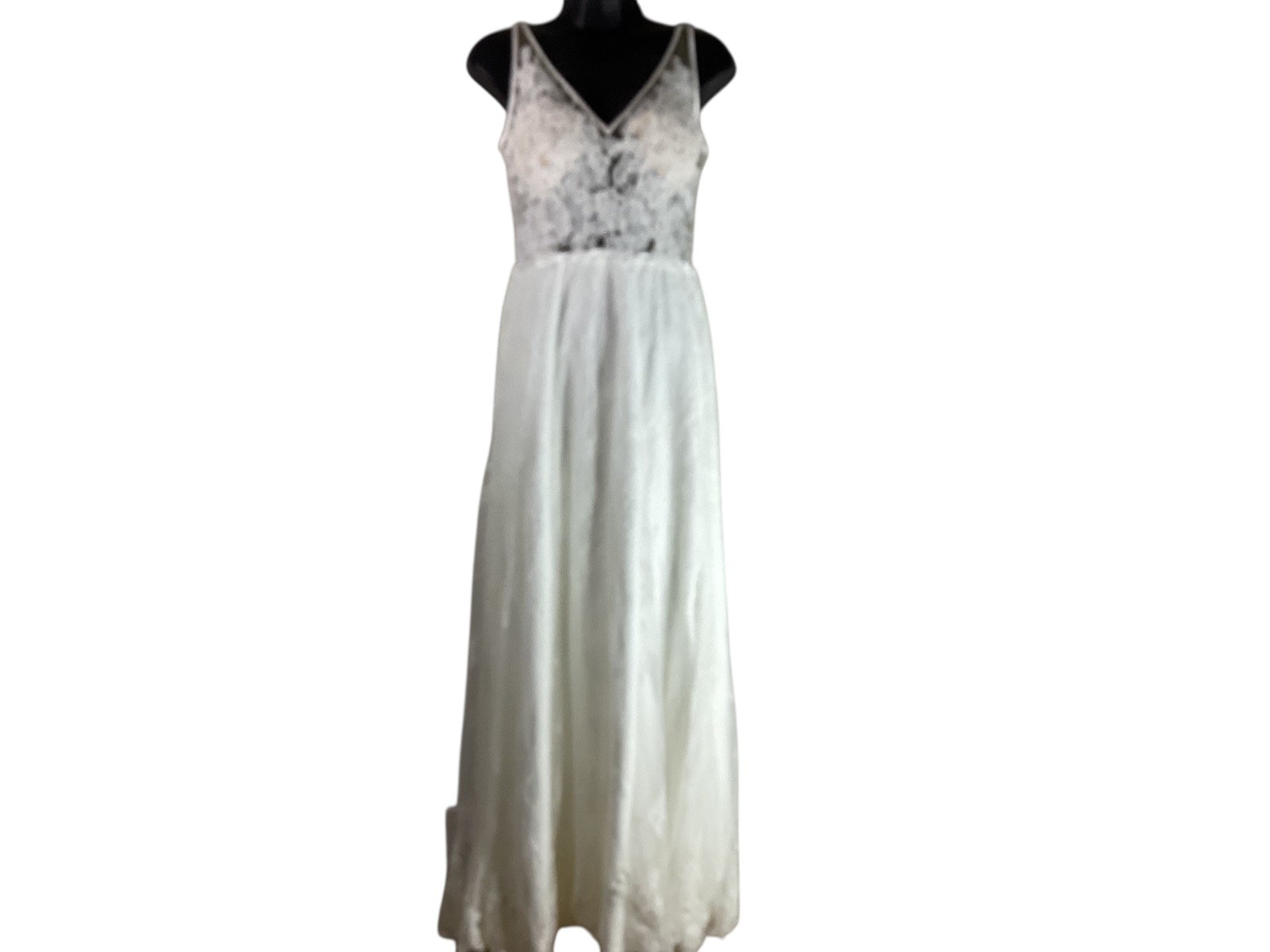 Vtg Eugenia Wedding Gown Off White Lace Simple Elegant Button Back Padded