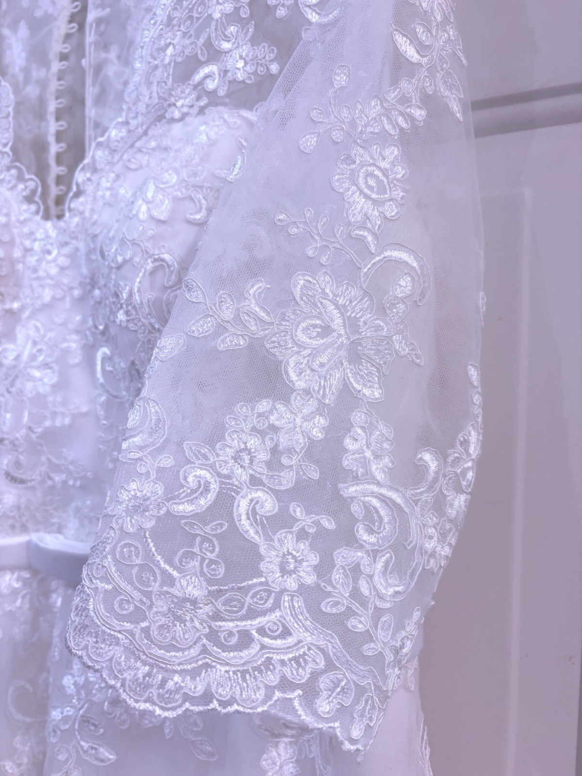 JJ’s House White Scoop Neck Tulle Lace Short Wedding Dress Custom Size 14