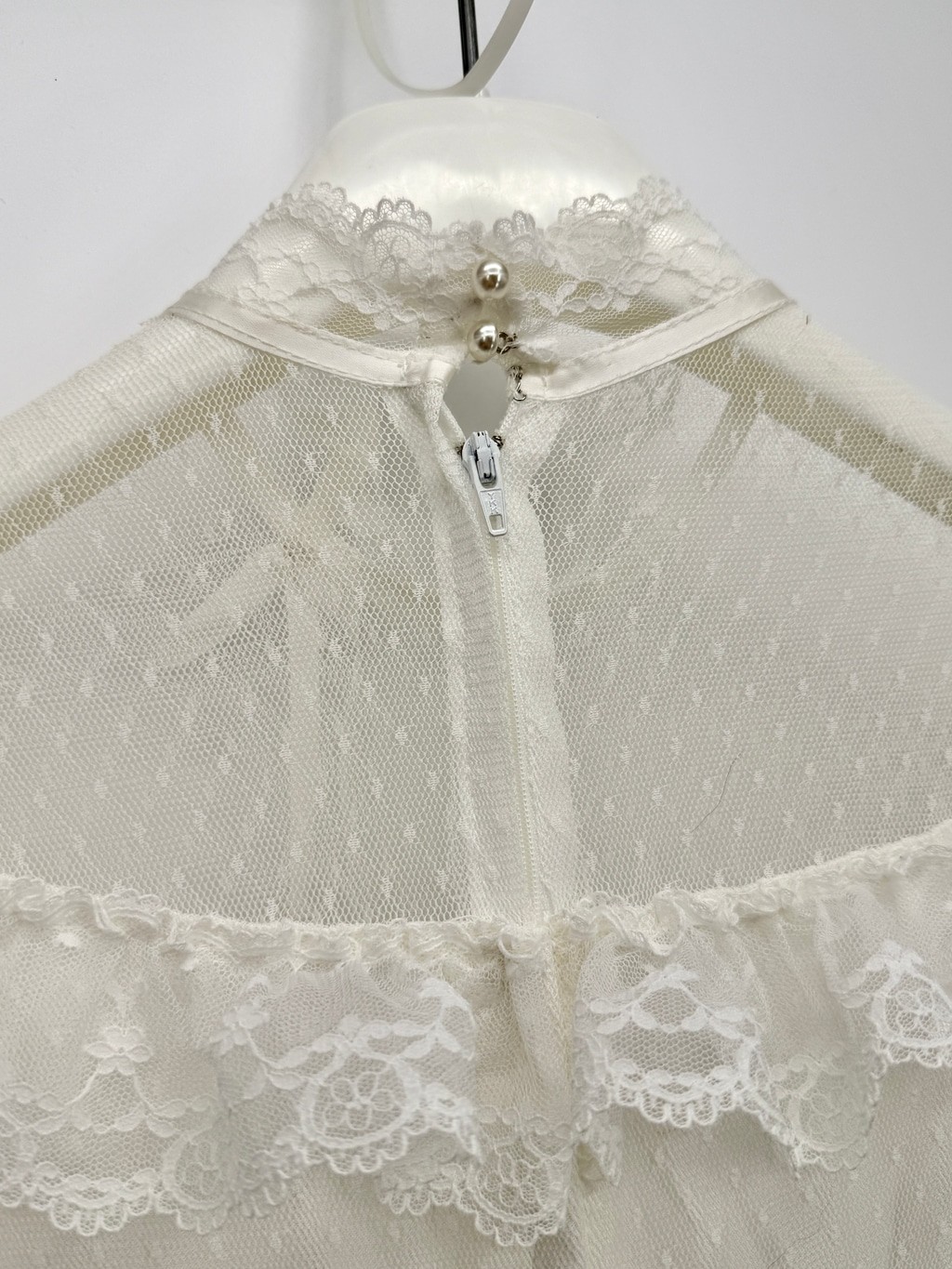 Vintage 70’s Tiered Lace High Neck Wedding Dress Ivory Handmade Boho size S