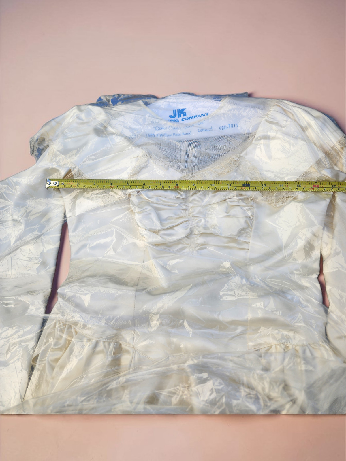 Vintage 1940s Professional Stored Satin Wedding Dress with Train, Unbranded