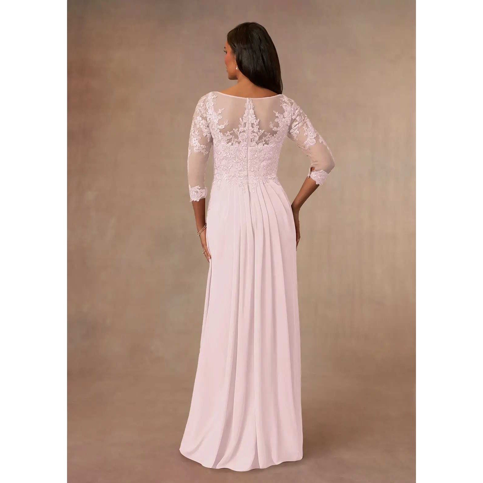 Azazie Calanthe Women’s Formal Dress Blushing Pink A-Line Scoop Chiffon Dress 2