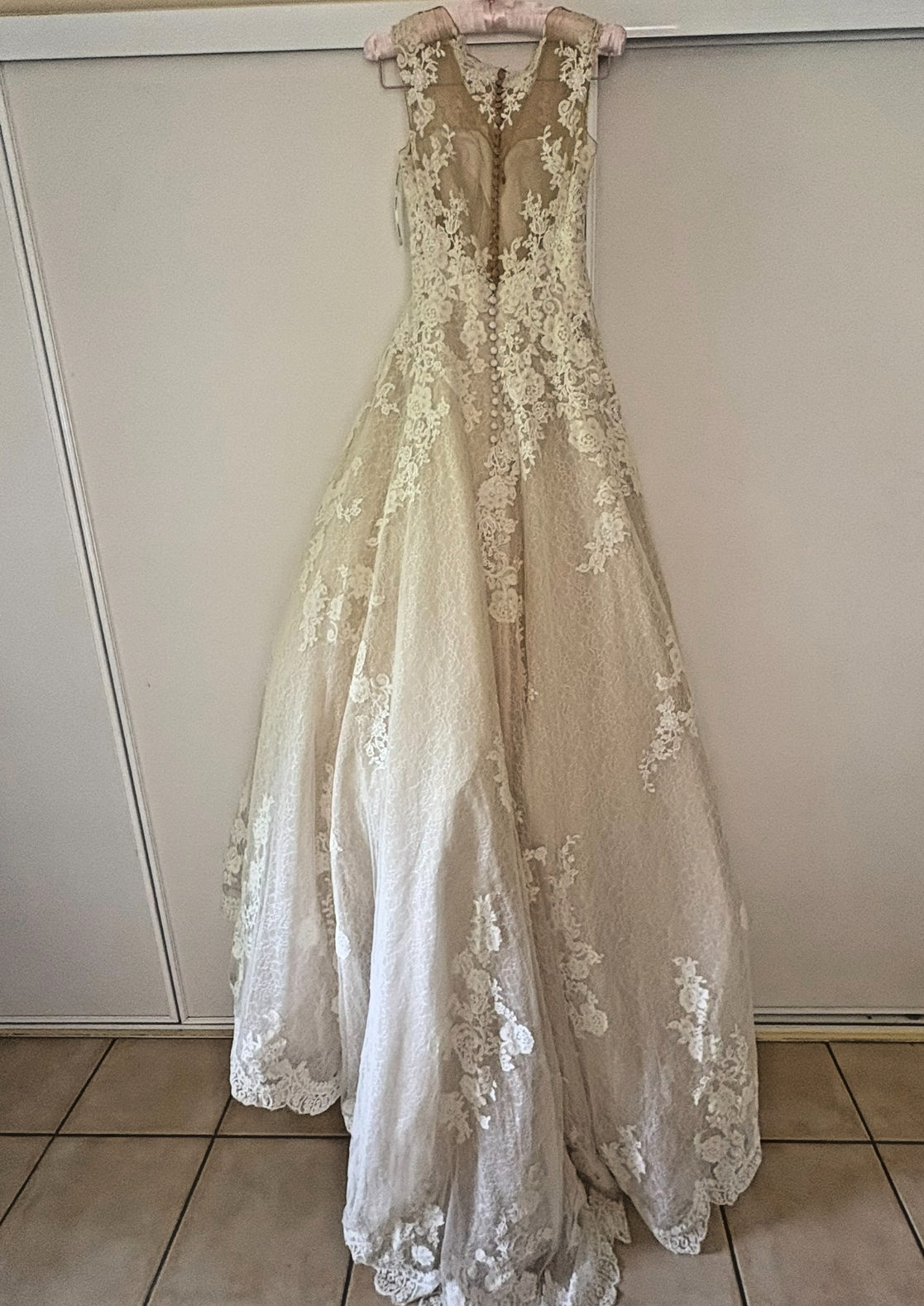 Provnias PrimaDonna Ivory and Beige A Line Size 12 (AU) Wedding Dress