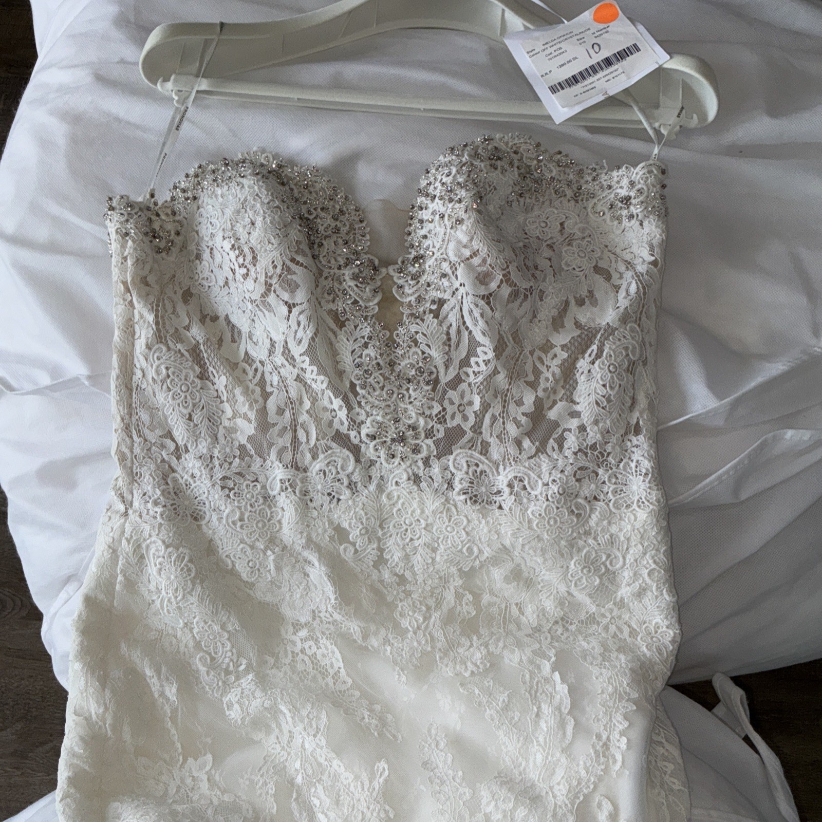 Pronovias Privée IMELDA Off White Lace Sweetheart Sleeveless Column Dress 10
