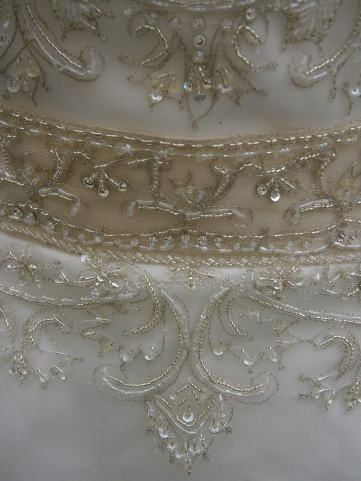 Casablanca Wedding Dress Ball Gown 16-18 White Taffeta Beaded Champagne Elegant