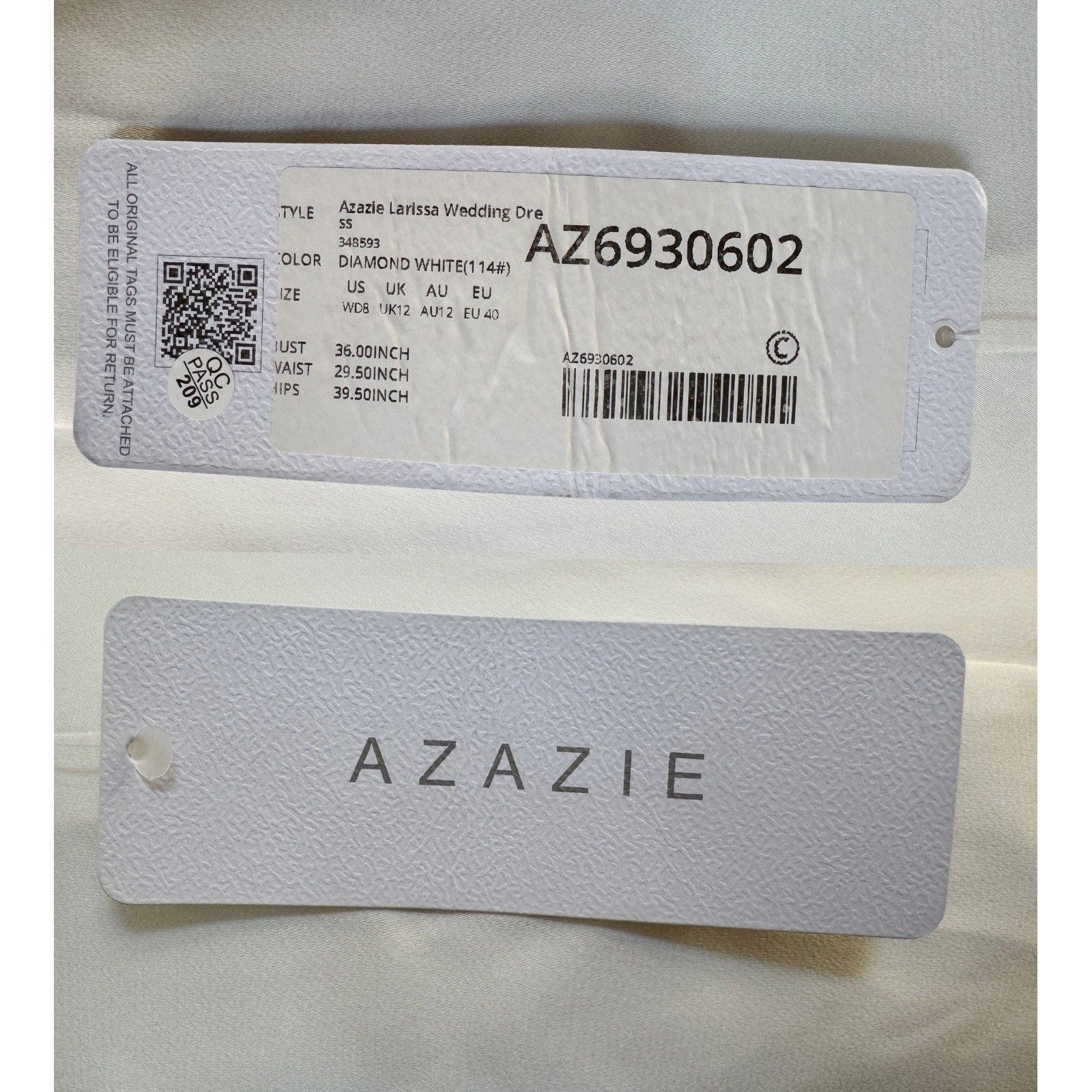 Azazie Wedding Dress 8 Mermaid Slit Lace Train Minimalist Coquette Bridal $339