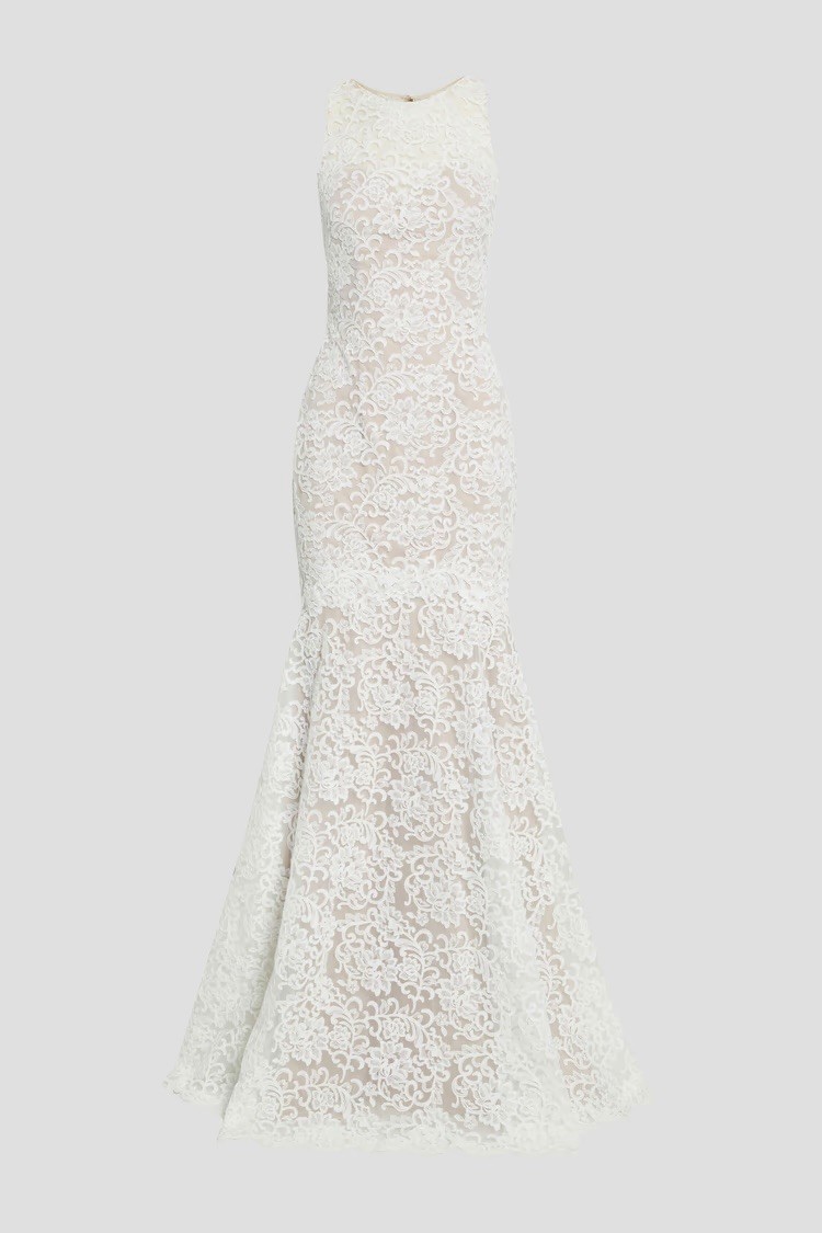NWT Theia Button-embellished tulle and corded lace bridal gown Size 0