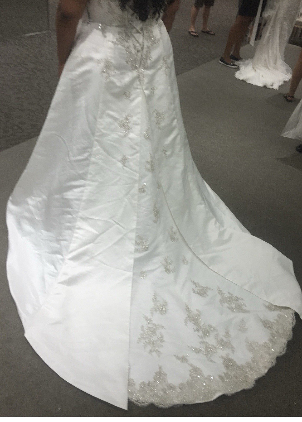 David’s Bridal 20W Ivory Strapless Ball Gown Corset Back Beaded Embroidery