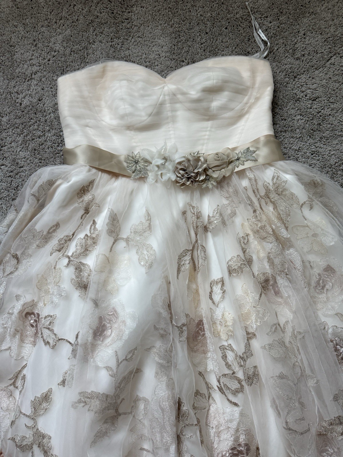 Champagne Blush Oleg Cassini Strapless Wedding Dress Size 16W
