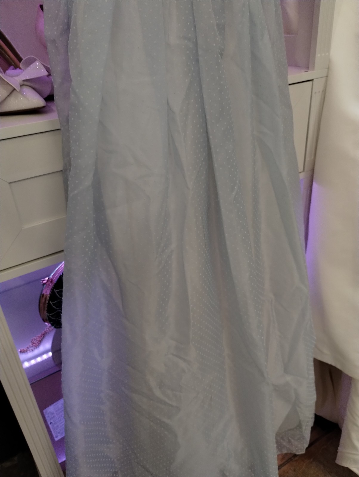 Gunne Sax Prairie Blue/White Lace High Neck A-Line Chiffon Dress 9
