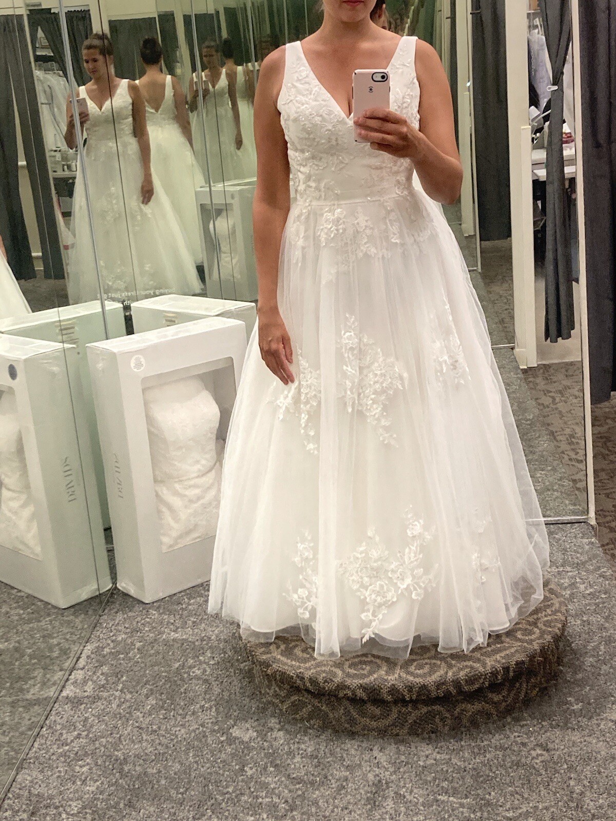 David’s Bridal Mikado And Tulle petite Ball Gown Wedding dress size 10