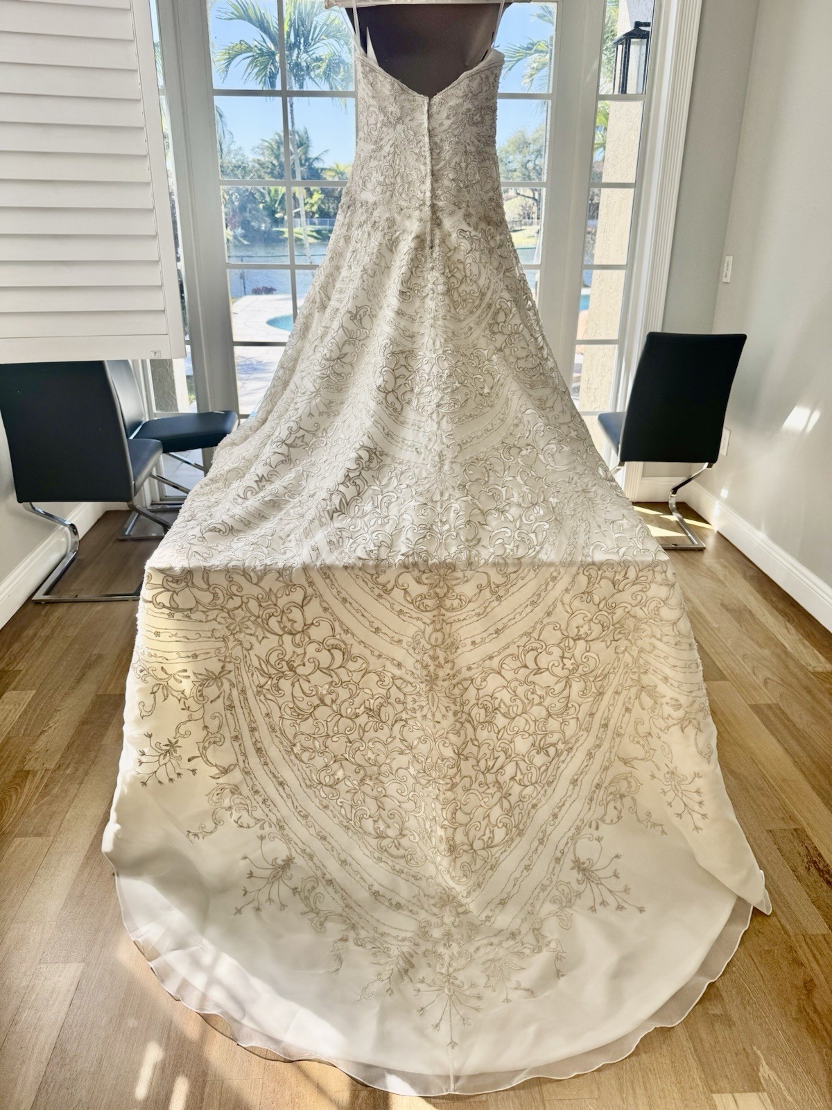 Beaded Embroidered Ball Gown Wedding Dress with Train