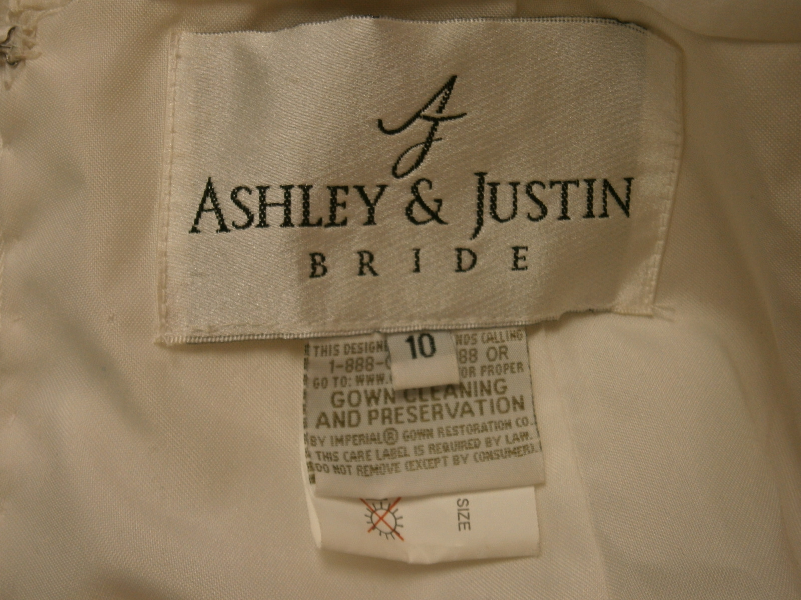 Ashley & Justin Bride 10714 Wedding Dress 10 Ivory Ball Gown Lace Illusion