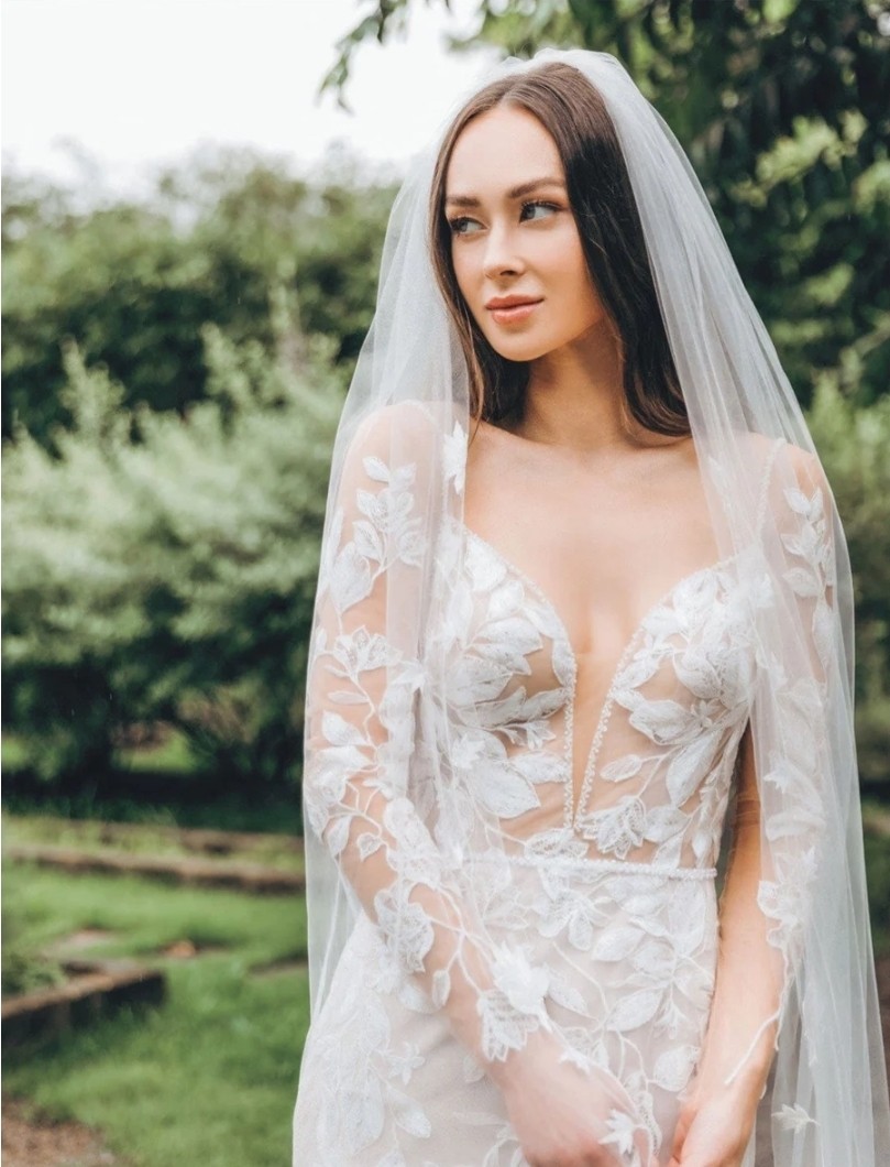 NWT $2815 Wtoo Watters Paloma Ivory Long Sleeve Lace Fit Flare Wedding Dress 12