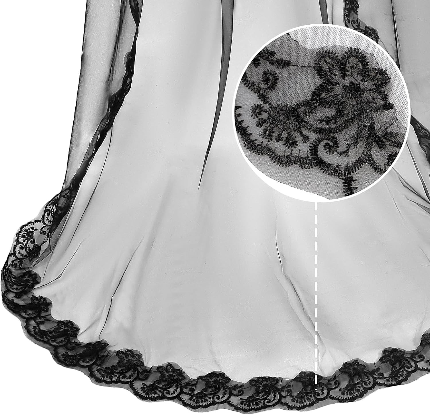 1 Tier Black Lace Veil Bridal Wedding Dress Veil Classic Sheer Bride