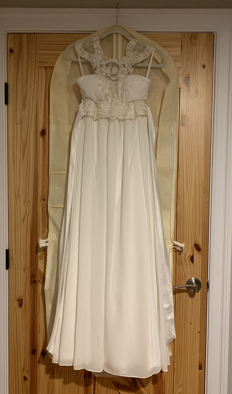 Jasmine Bridal Wedding Dress White Beaded Neck Racer Back Elastic Waist