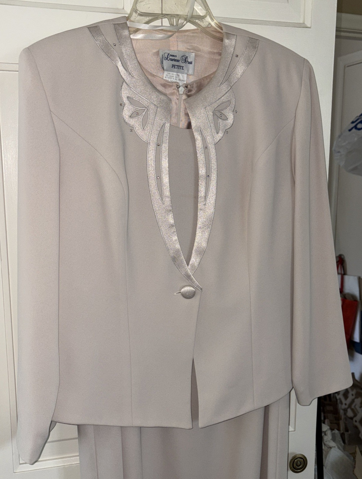 Robes Lawrence Montreal Formal Dress w/Blazer Beige Wedding Bride NYE size 14P