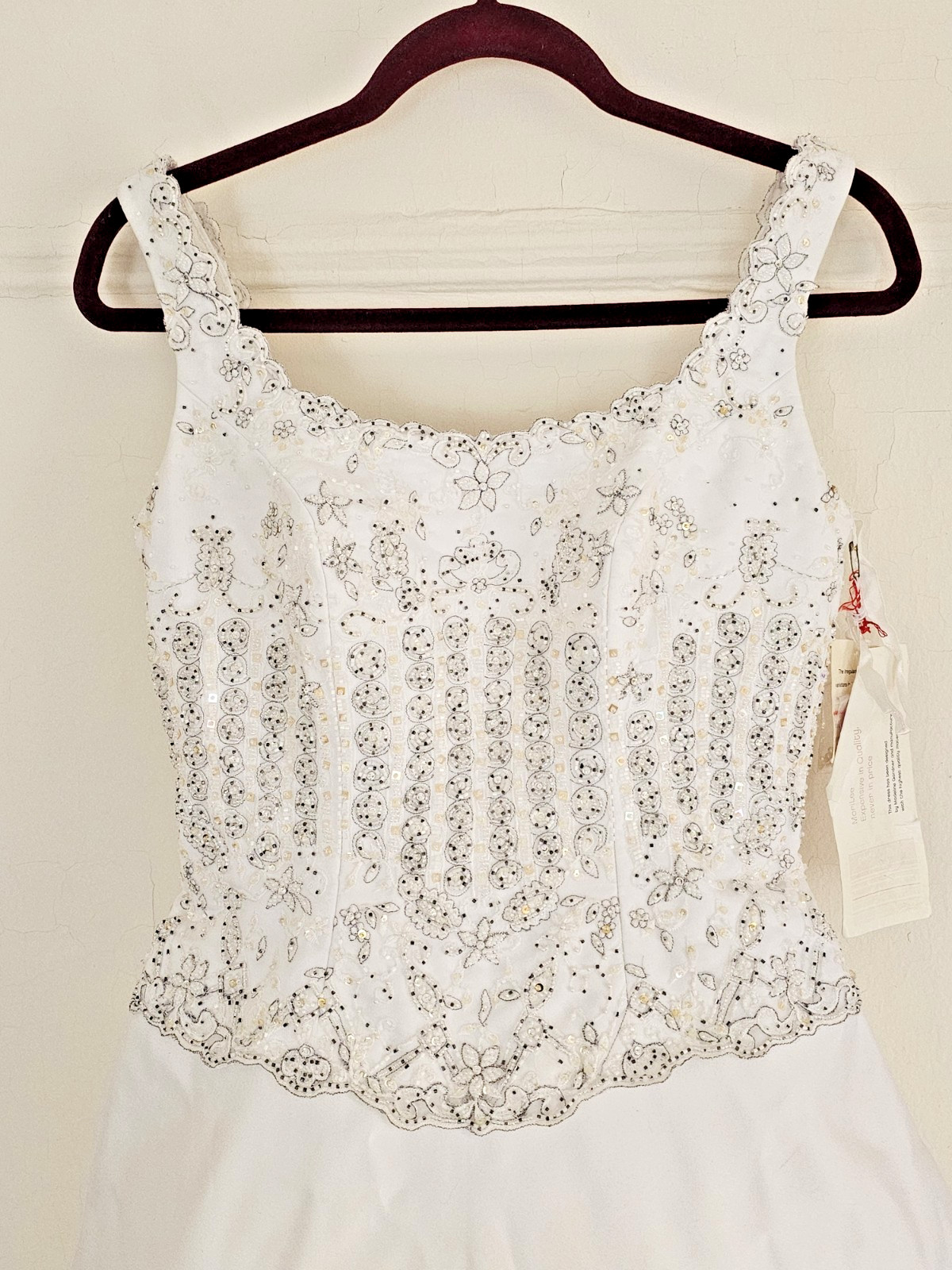MORI LEE White Sequin Beaded Wedding Gown Dress sz 4 – 6 NEW Silver Embroidery