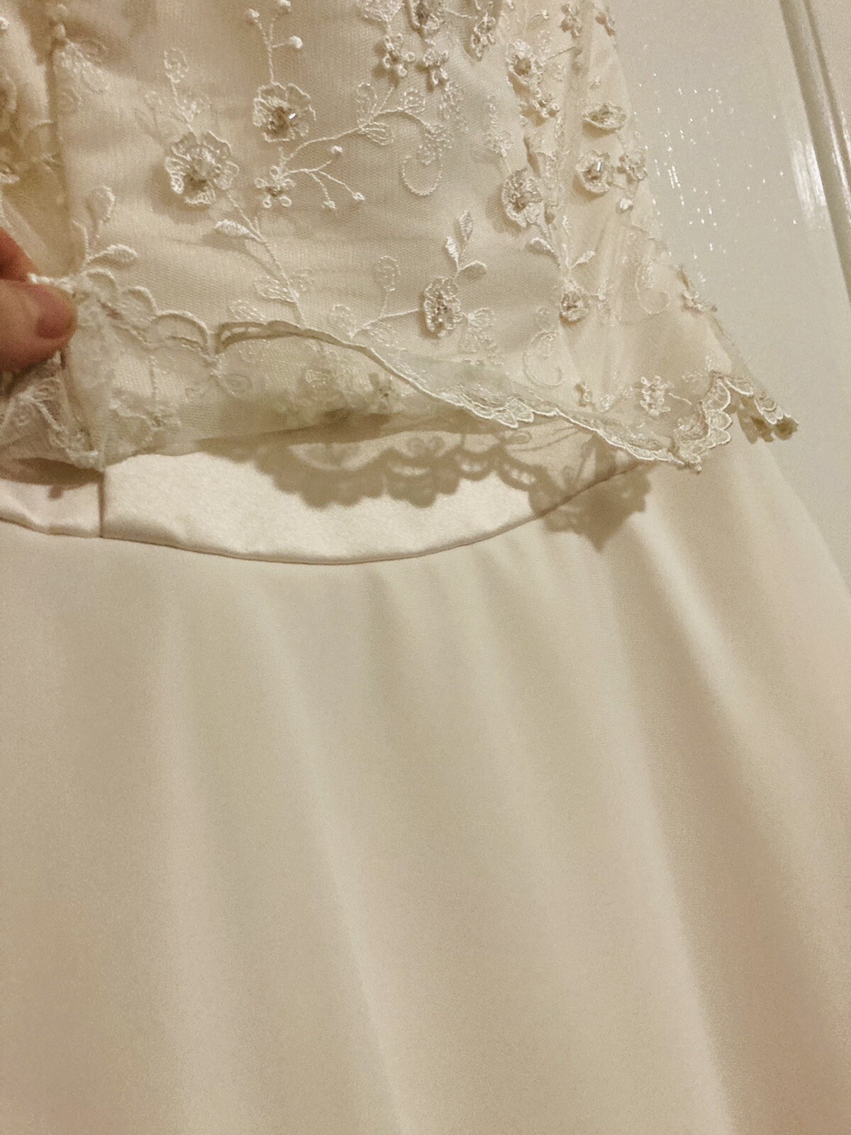 Wedding Dress Champagne Strapless Beaded Bodice Ball Gown Womens Size 8