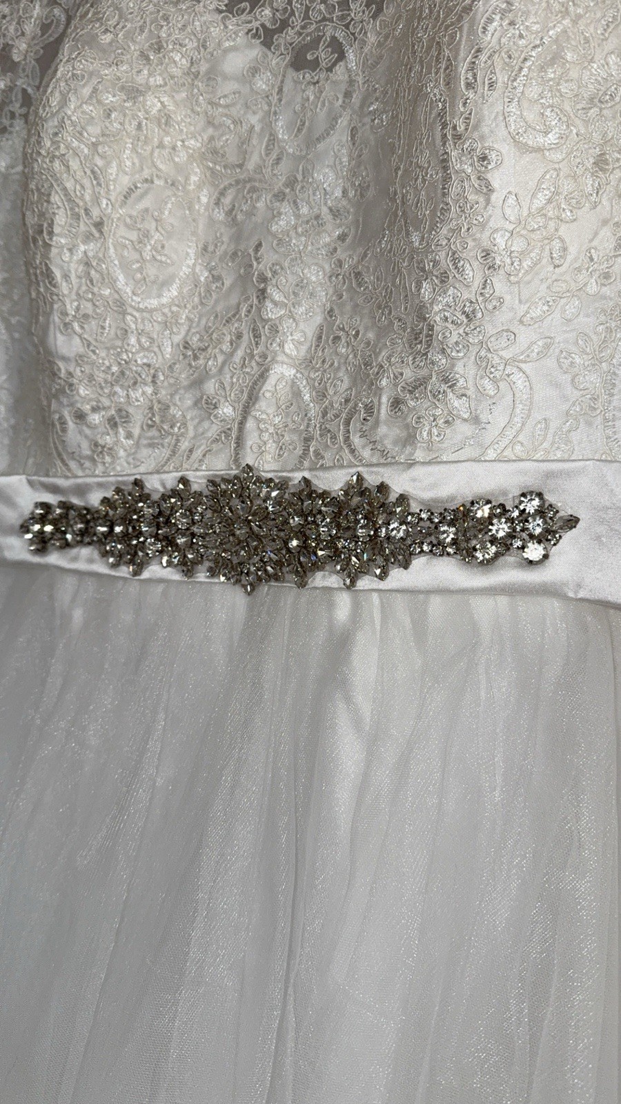 Bride Wedding Dress Plus Size 14W Modern Mingda Embellished Lace White Gown -NWT