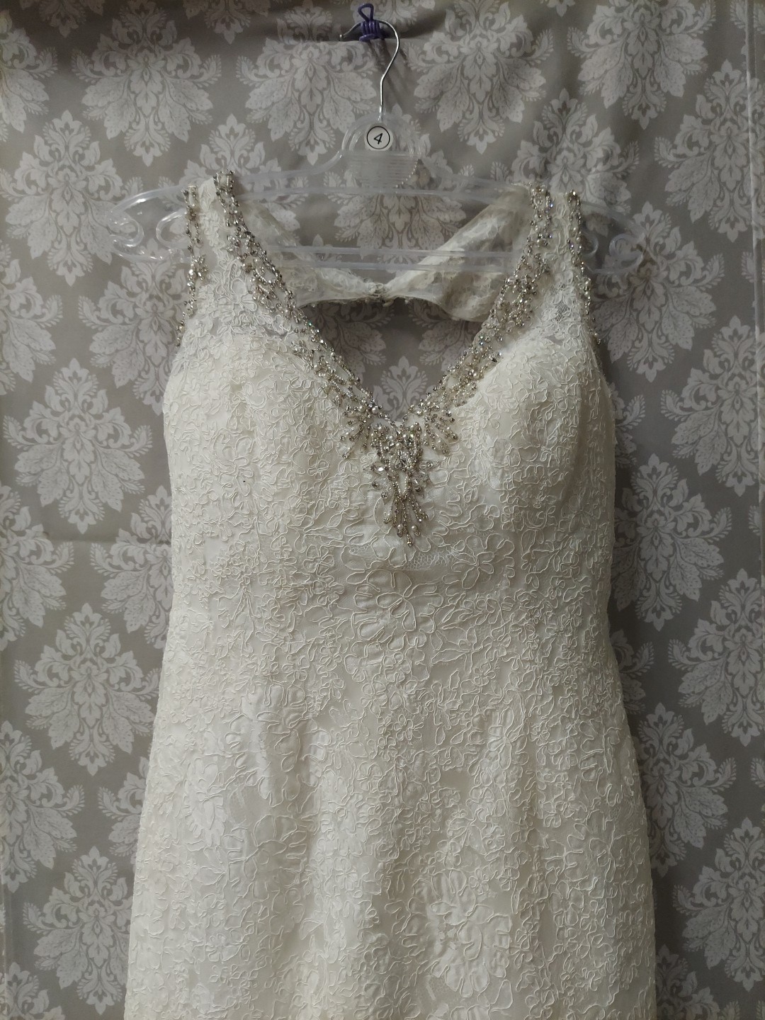 **Mori Lee Full Lace Lt Ivory Beaded Top Optional Sleeve wedding gown**