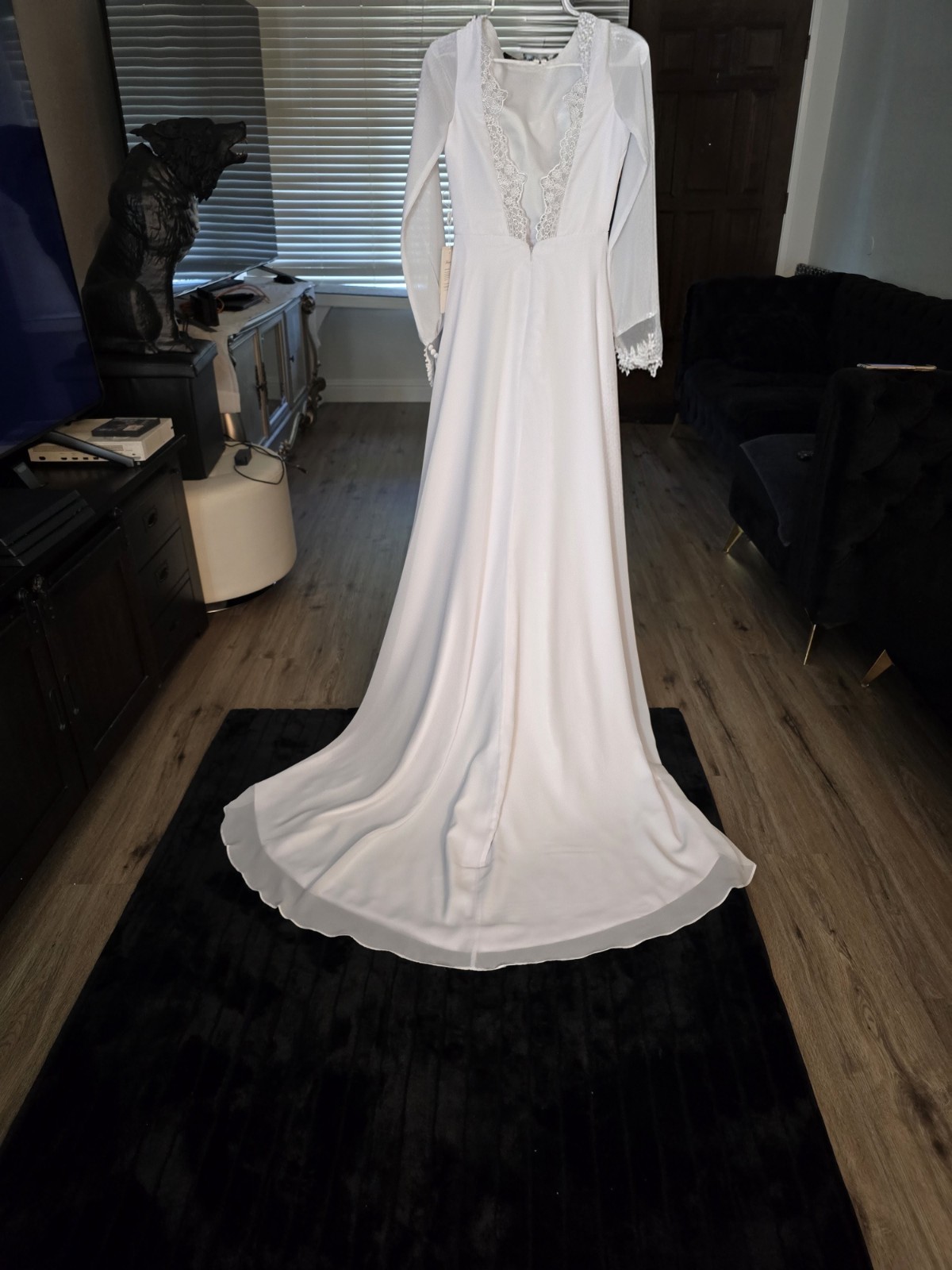 Bridal Dress Wedding Brand Is Mingdas Dress White**Size Measurements In Photos**