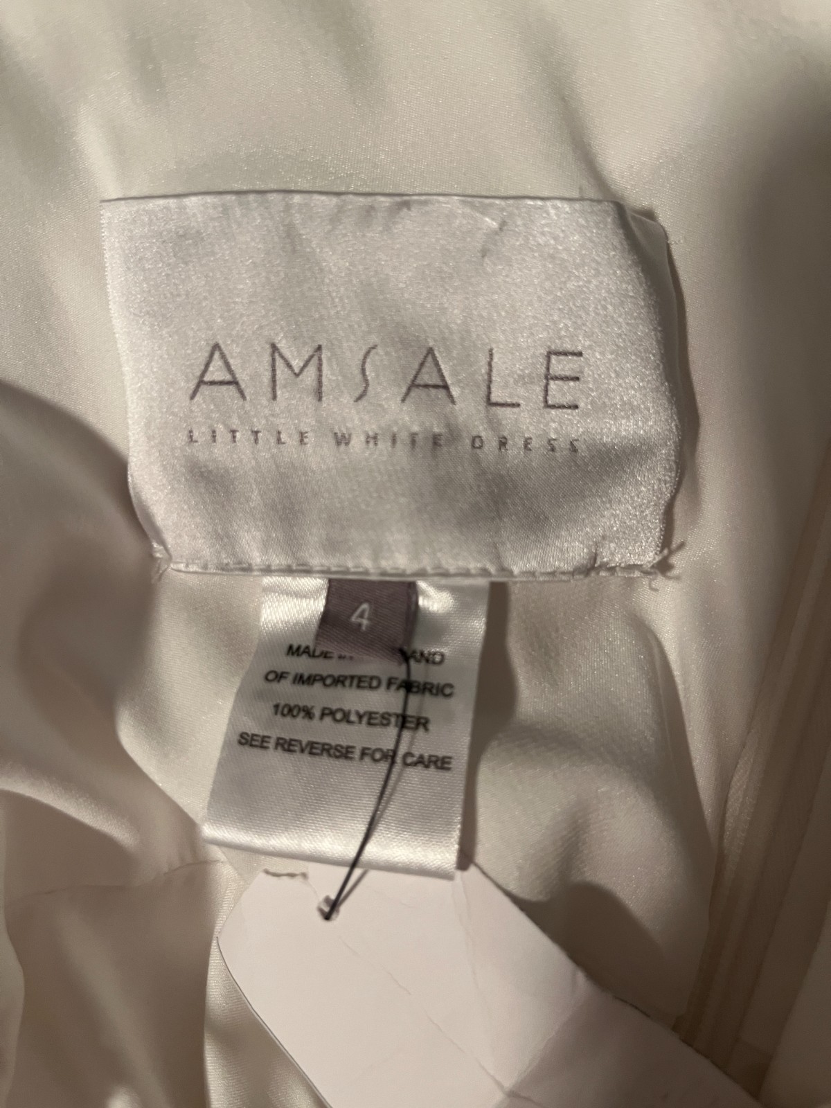 AMSALE Little White Dress-Ivory Draped Satin One-Shoulder Lined MidiDress 4 NWT