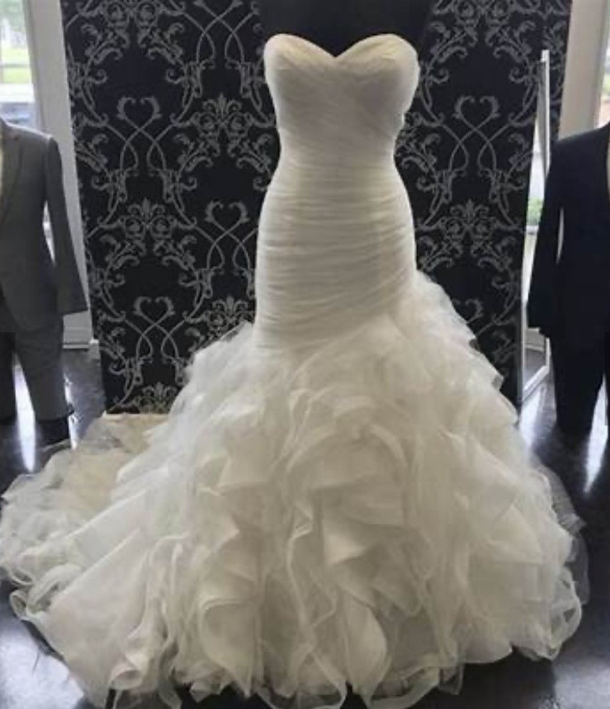 Pronovias Mildred Wedding Dress 22 Off-White Mermaid Ruffles Ball Gown Ethreal