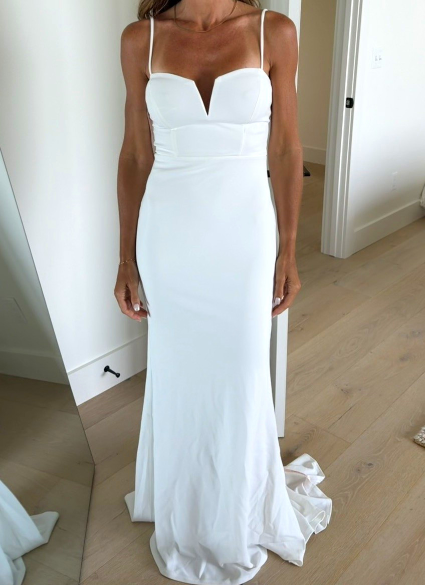 Lulus White Sweetheart Sleeveless Column Sheath Full-Length Dress XS