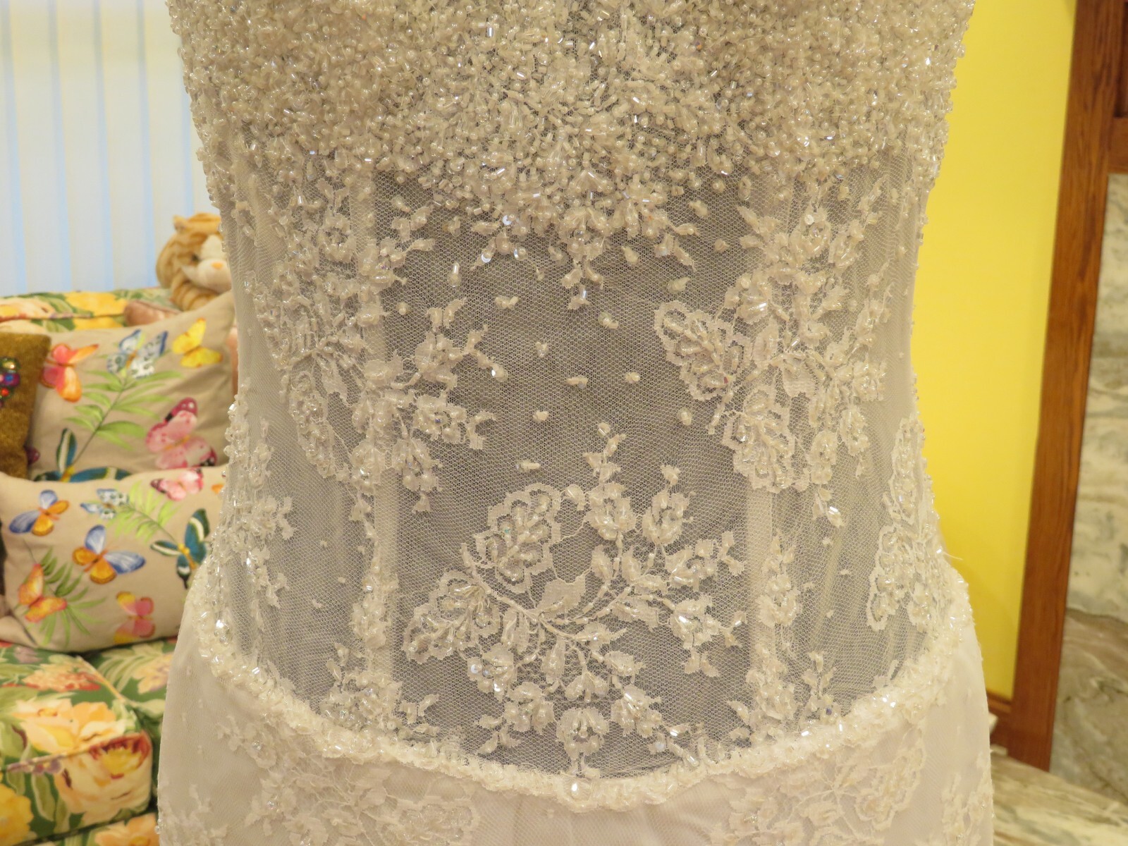 NEW Bridal Vintage Wedding Dress LACE Gown Train BEACH SPARKLE ROMANTIC FREE SHI
