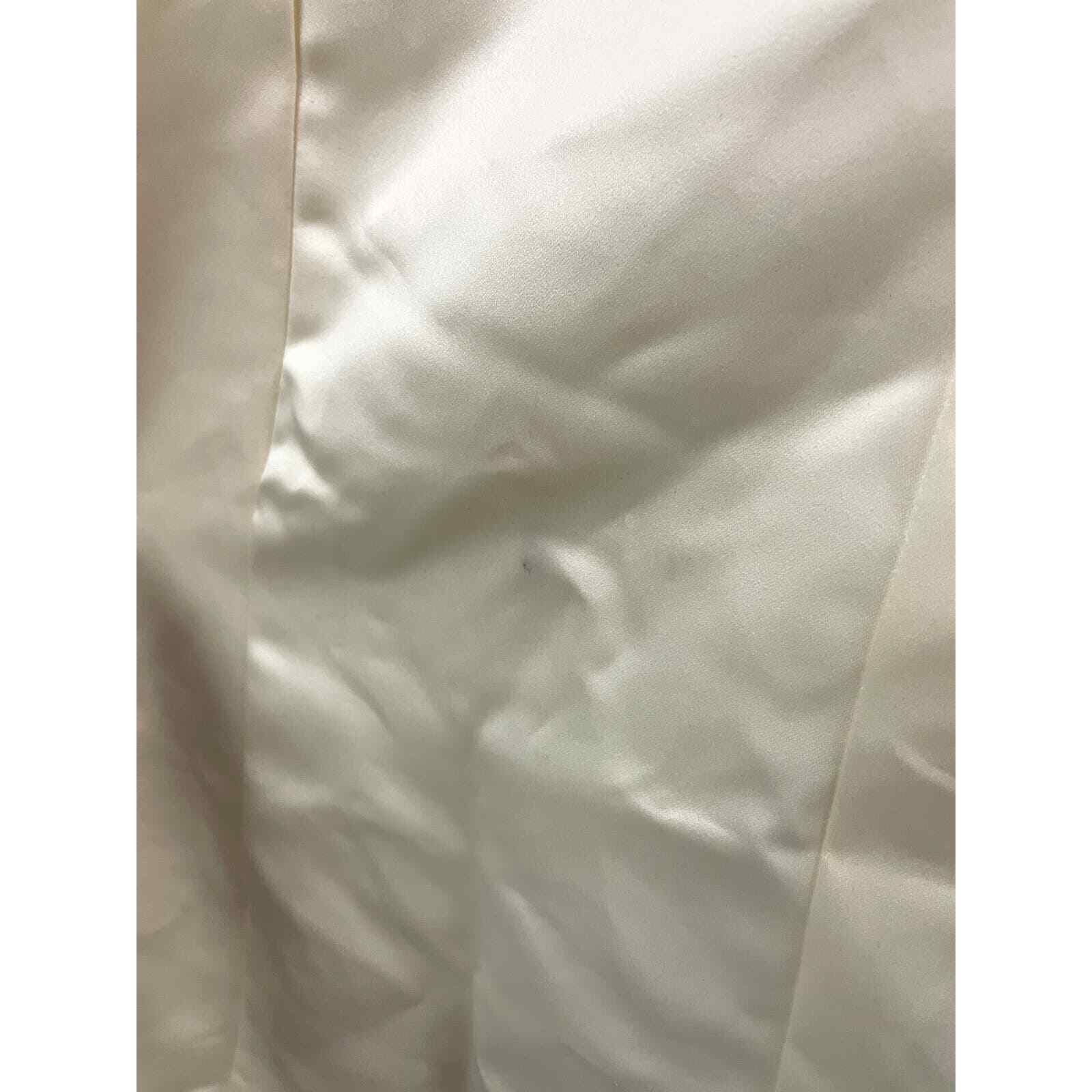 Jessica McClintock Off Shoulder Champagne Satin Wedding Gown Dress Sz 10 Beaded