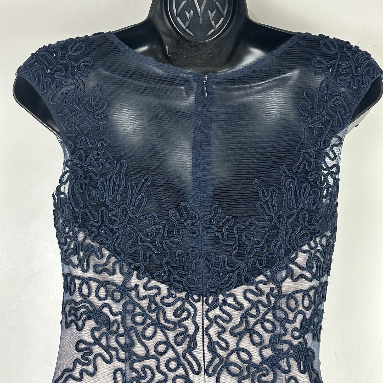 GLS by Gloria Navy Embellished Beaded Mermaid Gown Size S Formal Glam Princess