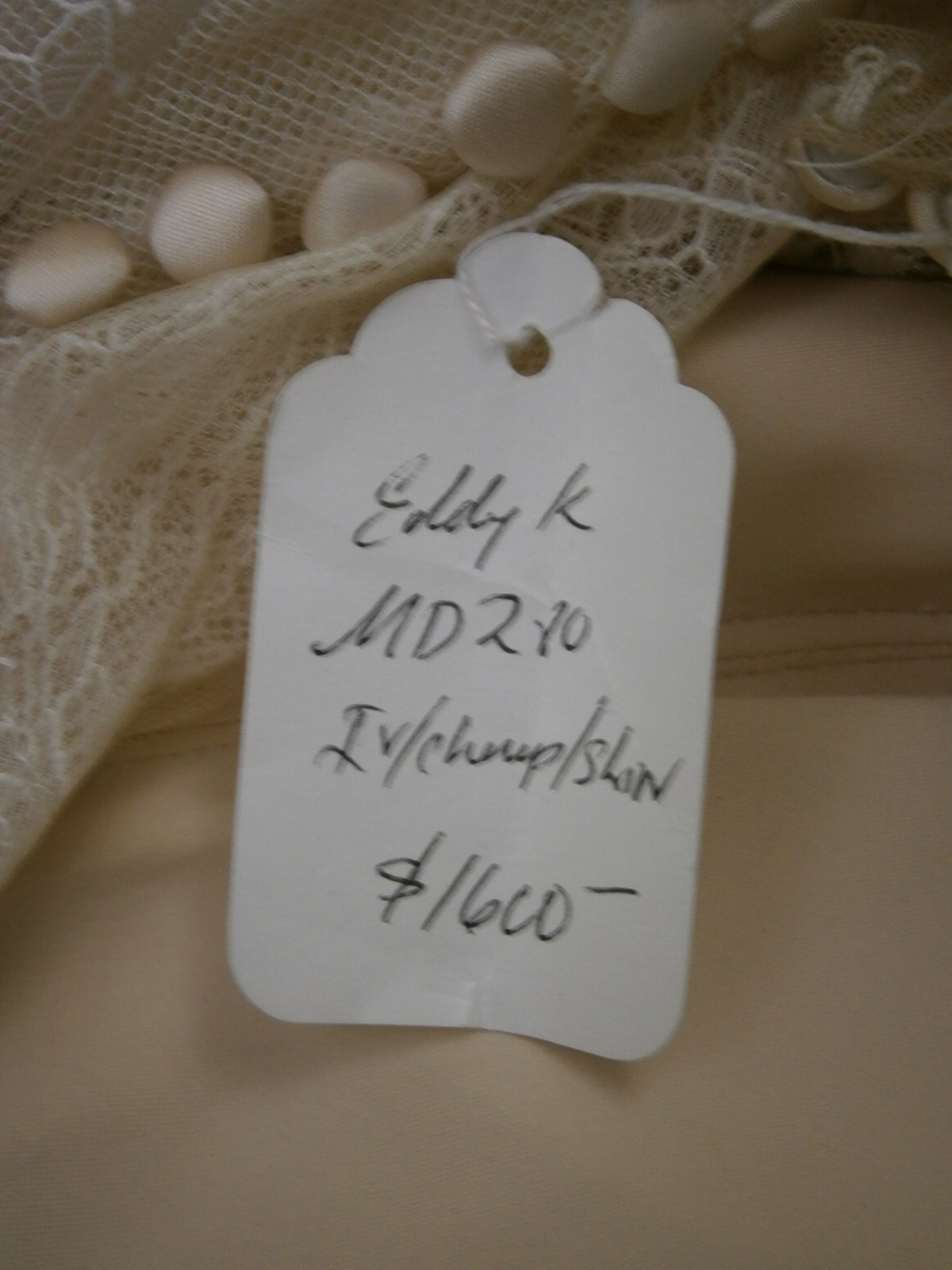 Eddy K MD280 Wedding Dress Ball Gown 6-10 Ivory Champagne Lace BOHO NWT $1,600