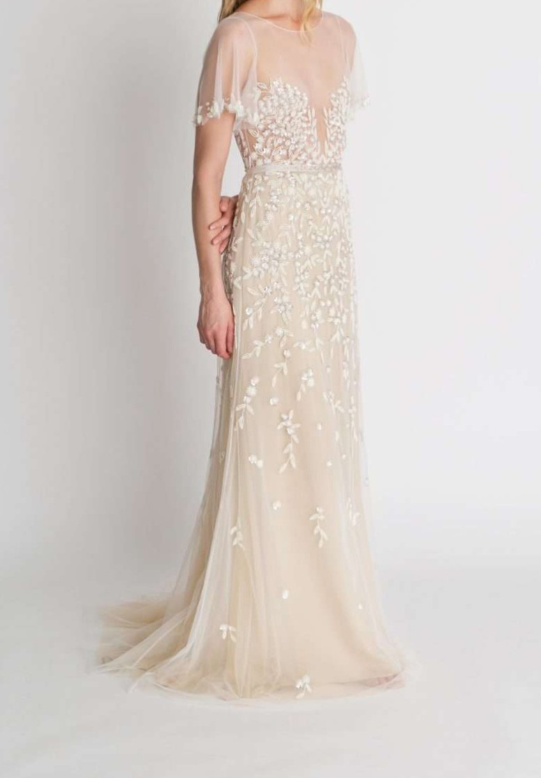 Alexandra Grecco Palma 0 Wedding Gown Off-White Champagne Embroidered Tulle Silk