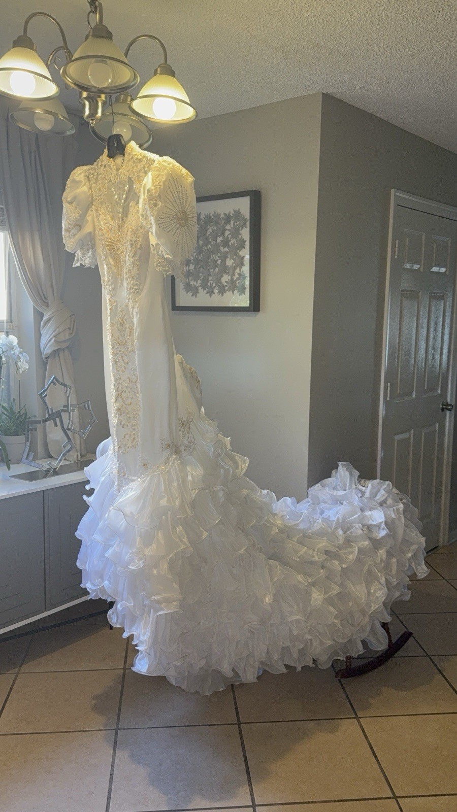 Vintage San Martin Original Beaded Lace High Neck Mermaid 80’s wedding dress