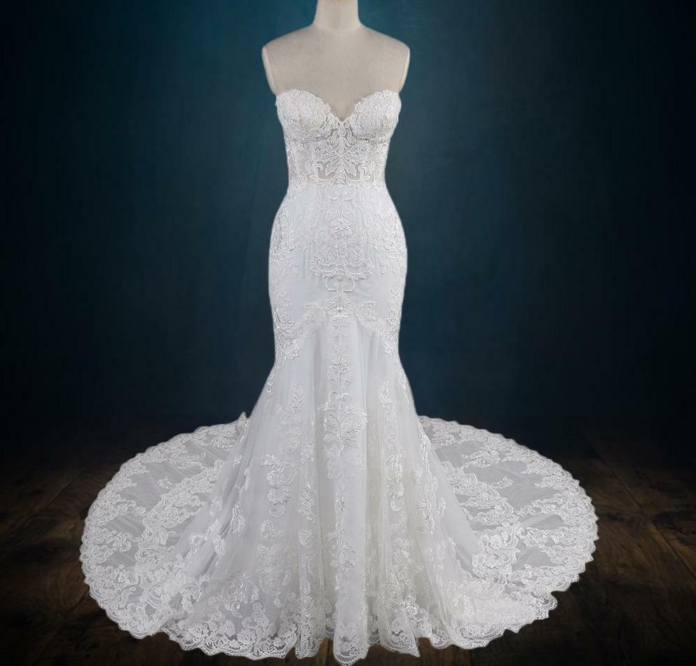 Lace Corset Mermaid Wedding Dress with Sweetheart Neckline