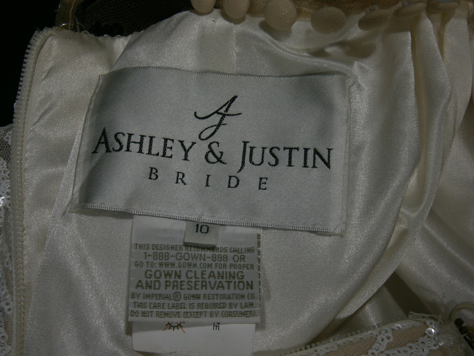 Ashley & Justin 10604 Wedding Dress 10 White & Nude Illusion Sequins Mermaid