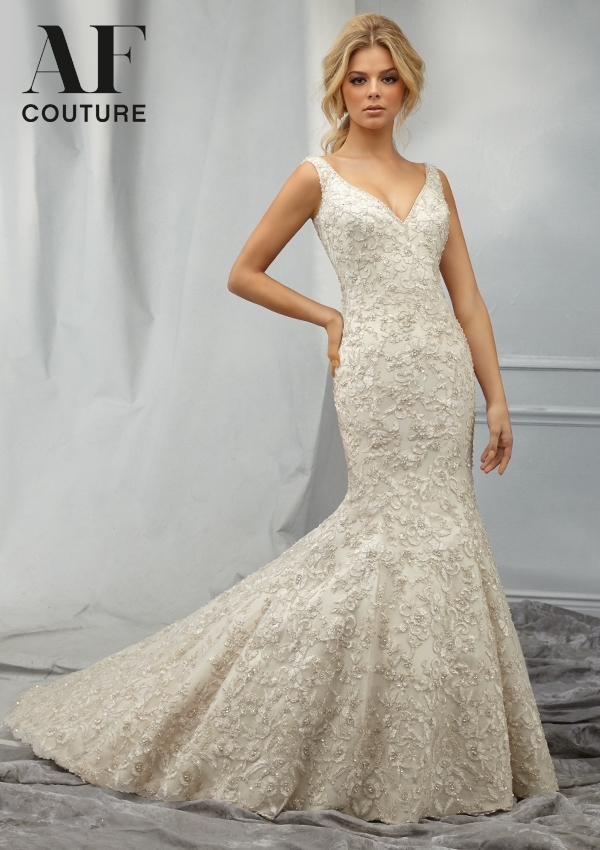 Angelina Faccenda Mori Lee Bridal Mermaid Low Back Silk Wedding Dress 1304 Ivory