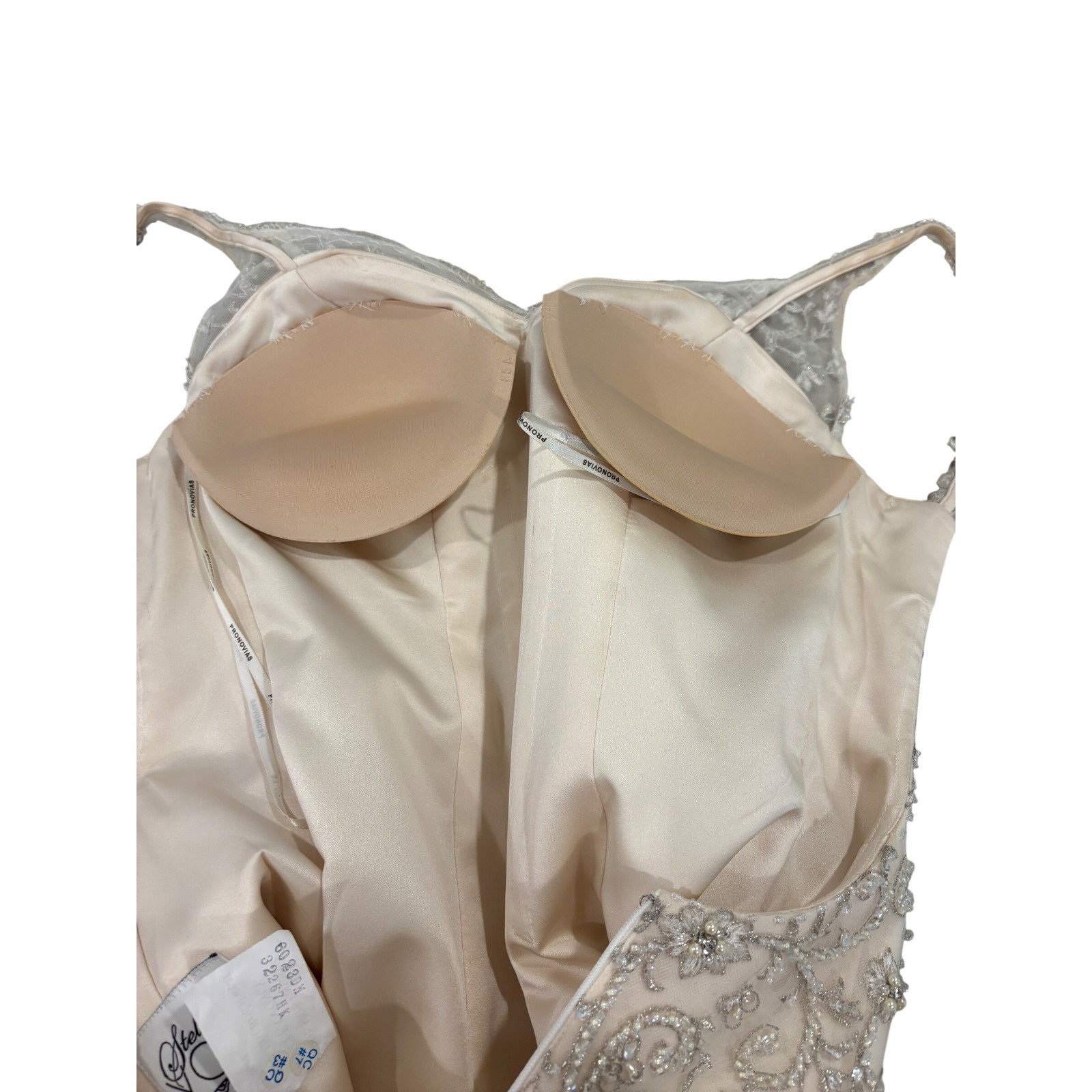 Stella York Wedding Gown 10 Champagne Mermaid Beaded Open Back train drop waist