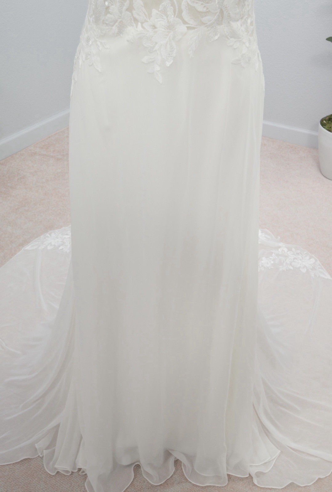 Oxford Street PA1348 Size 12- Lace Sleeveless Sheath Wedding Dress with Train