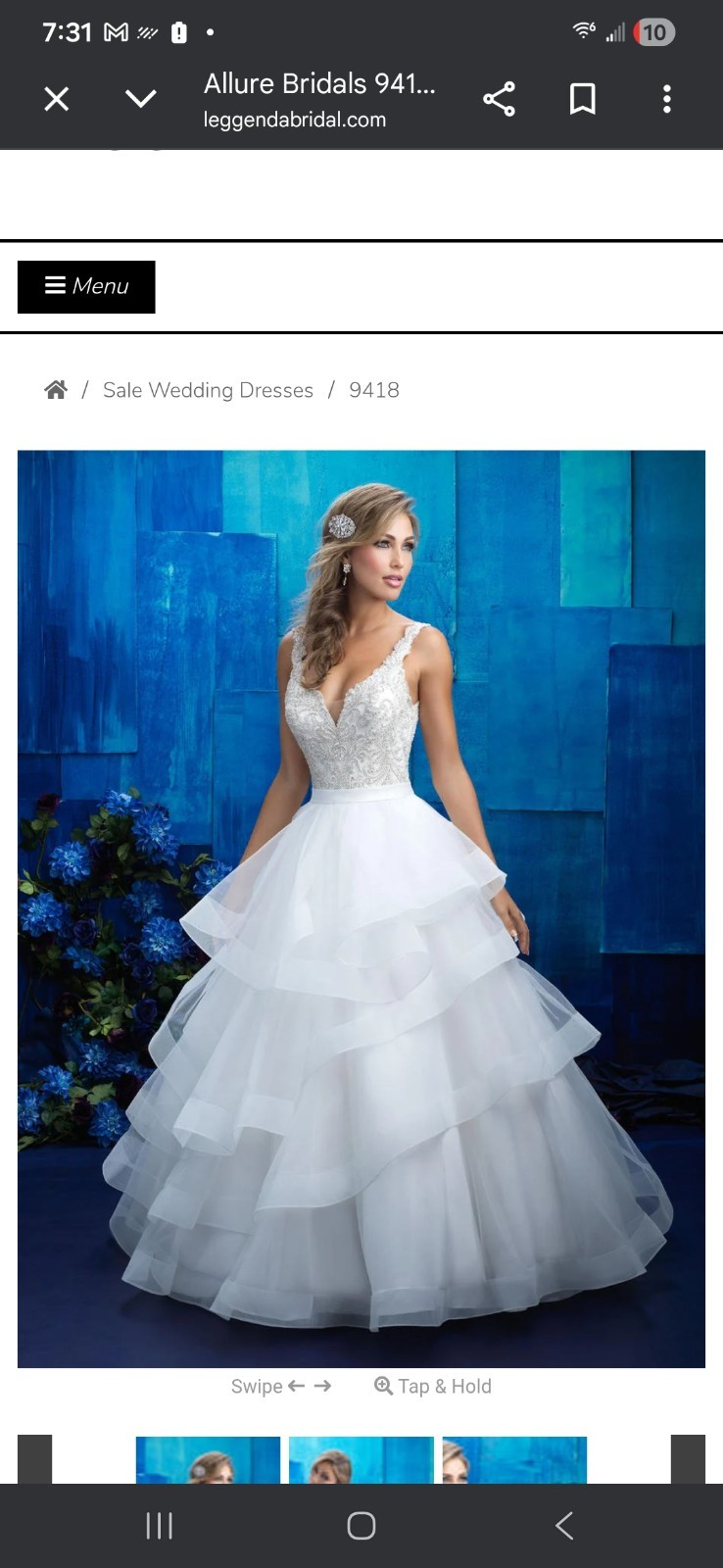 New With Tags! Allure Bridal Gown With Beading And Layered Tulle Size 6