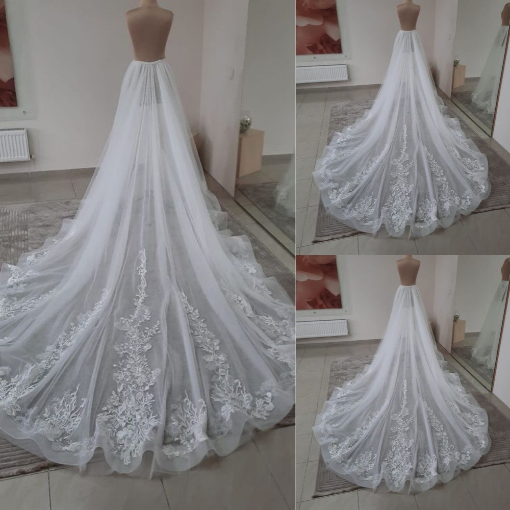 Bridal Detachable Skirt Lace Appliques Wedding Removable Train for Bridal Dress