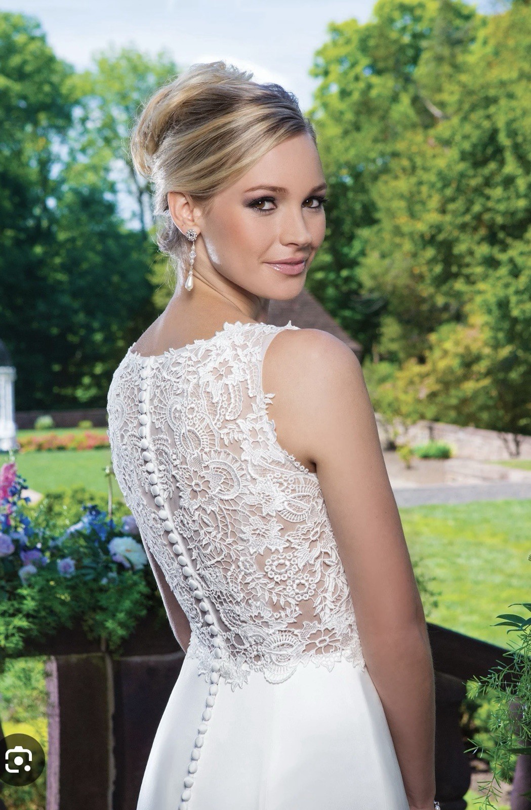 Sincerity 3862 Size 10 Ivory Satin Lace Sleeveless V-Neck Fit & Flare Dress