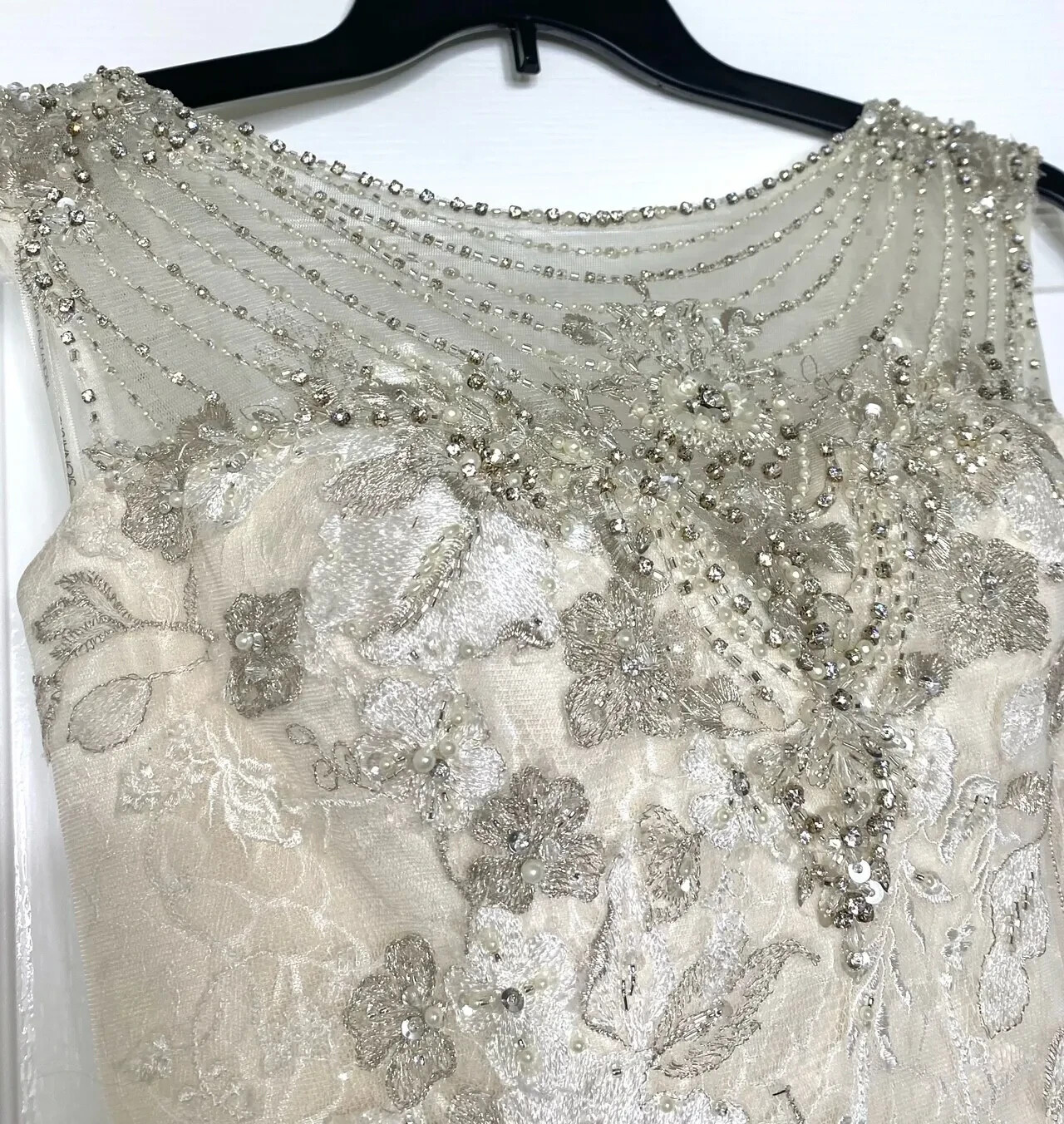 JUSTIN ALEXANDER 9774 Ivory Silver Pearl Embellished Lace Wedding Bridal Gown 8